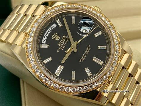 rolex day date diamond bezel|rolex day date 40 yellow gold diamonds.